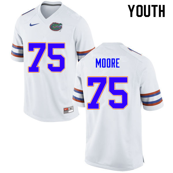 Youth #75 T.J. Moore Florida Gators College Football Jerseys Sale-White